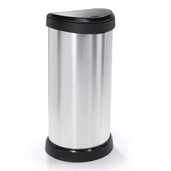 Curver Coș de gunoi cu pedală „Deco”, oval, 40 L, argintiu