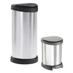 Curver Coș de gunoi cu pedală „Deco”, oval, 40 L, argintiu