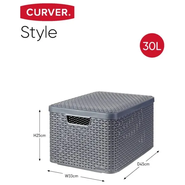 Curver Cutii de depozitare cu capac Style, 3 buc., antracit, mărime L