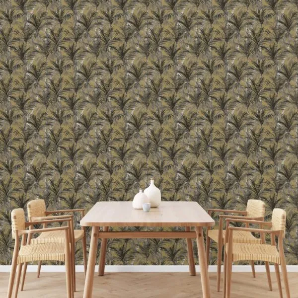 DUTCH WALLCOVERINGS Tapet „Palm Trees”, auriu și negru