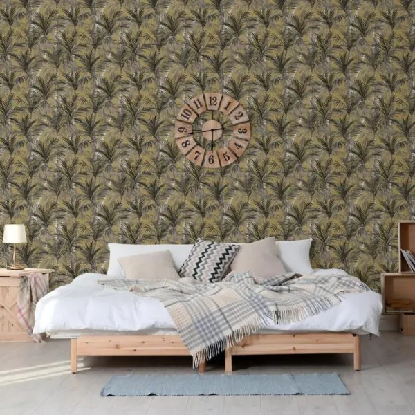 DUTCH WALLCOVERINGS Tapet „Palm Trees”, auriu și negru