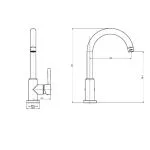 SCHÜTTE Baterie mixer de chiuvetă „CORNWALL”, grafit mat
