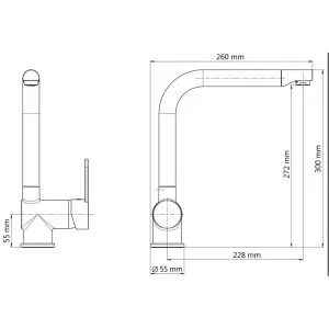SCHÜTTE Baterie mixer de chiuvetă RIO, oțel inoxidabil și negru mat