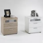 FMD Noptieră cu 3 sertare, stejar