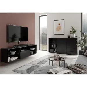 FMD Dulap TV, negru, 153,5×31,7×52 cm