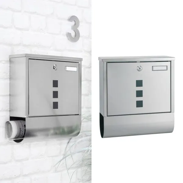 HI Cutie de scrisori cu suport ziare, 30,5×9,6×33,5 cm oțel inoxidabil