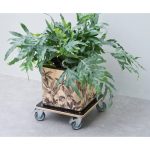 Nature Cărucior pentru plante, 38×38 cm, negru, lemn