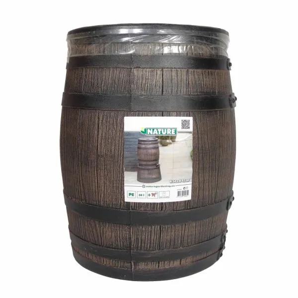 Nature Butoi de apă de ploaie cu aspect de lemn, maro, 38×49,5 cm, 50L