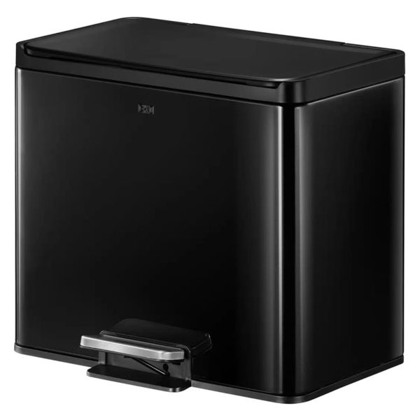 EKO Coș de gunoi cu pedală Essential, negru, 2×15 L