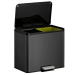 EKO Coș de gunoi cu pedală Essential, negru, 2×15 L