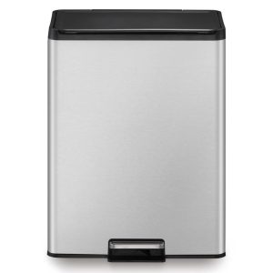 EKO Coș de gunoi cu pedală Essential, argintiu mat, 2×20 L