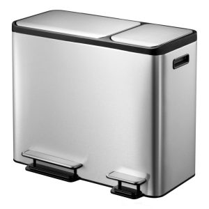EKO Coș de gunoi cu pedală EcoCasa, argintiu mat, 3×15 L