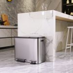 EKO Coș de gunoi cu pedală EcoCasa, argintiu mat, 3×15 L