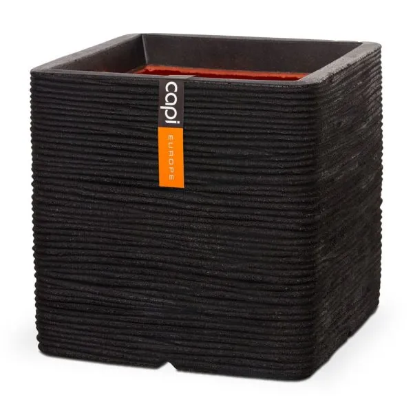 Capi Jardinieră Nature Rib, negru, 50×50 cm, pătrat