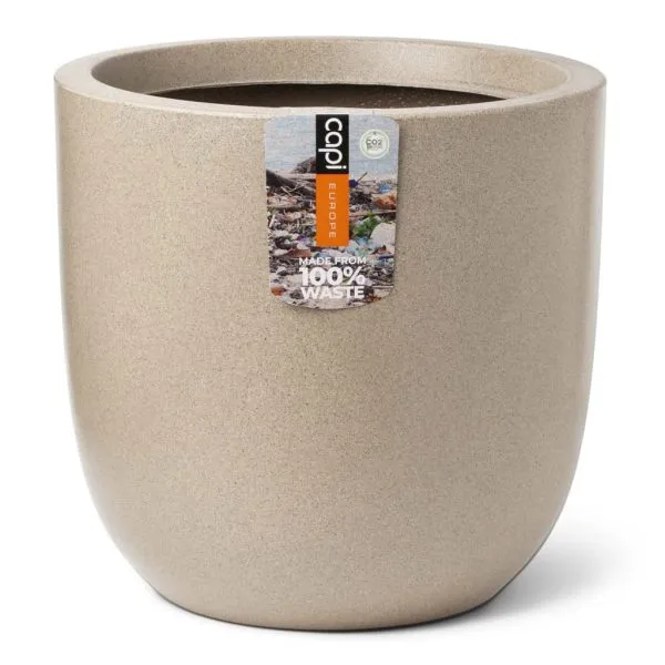 Capi Jardinieră în formă de ou „Waste Smooth”, 35×34 cm, bej terrazzo