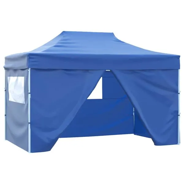 42512 Foldable Tent Pop-Up with 4 Side Walls 3×4,5 m Blue