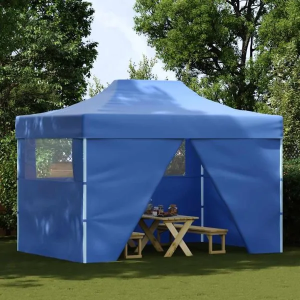 42512 Foldable Tent Pop-Up with 4 Side Walls 3×4,5 m Blue
