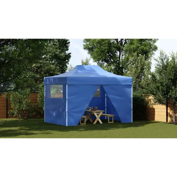 42512 Foldable Tent Pop-Up with 4 Side Walls 3×4,5 m Blue