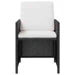Set mobilier de exterior 11 piese negru, poliratan, lemn acacia