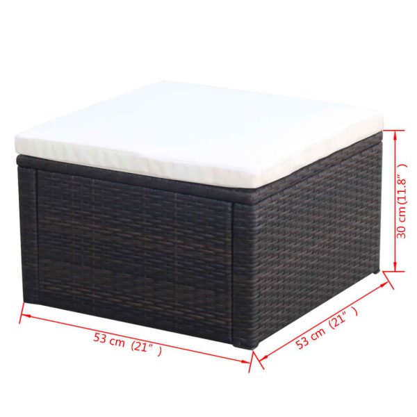 Taburet otoman din poliratan, 53 x 53 x 30 cm, negru