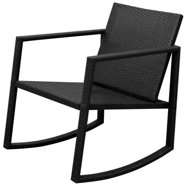 Set mobilier bistro, 3 piese, negru, poliratan