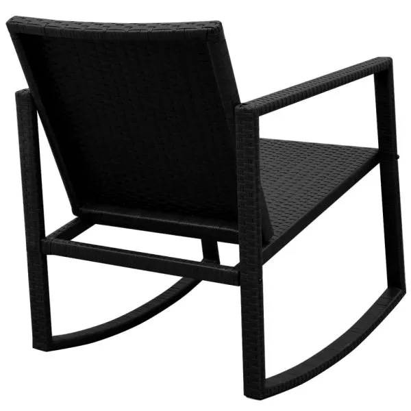 Set mobilier bistro, 3 piese, negru, poliratan
