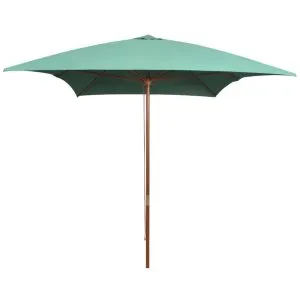 Umbrelă de soare cu stâlp din lemn, verde, 200×300 cm