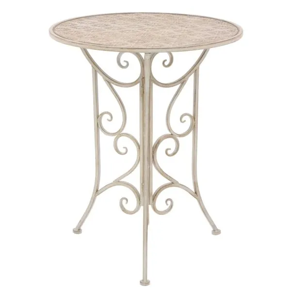 Set mobilier de bistro, 3 piese, alb, oțel
