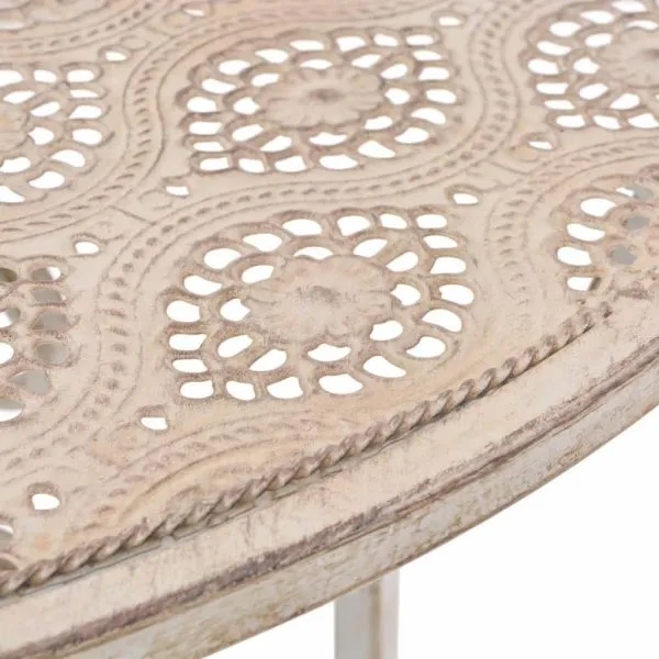 Set mobilier de bistro, 3 piese, alb, oțel