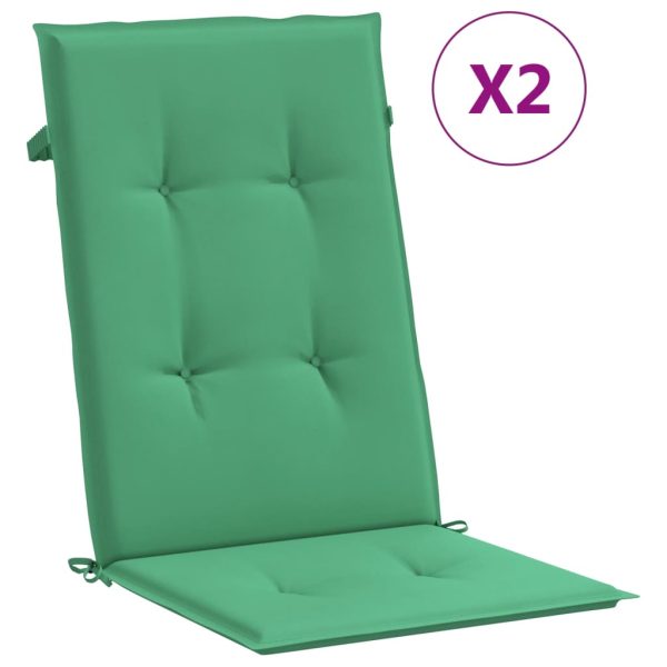 Perne scaun cu spătar înalt, 2 buc., verde, 120x50x3 cm, textil