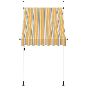 Copertină retractabilă manual, dungi galben și albastru, 150 cm