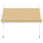 Copertină retractabilă manual, dungi galben și albastru, 350 cm