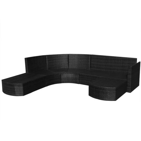 Set mobilier de grădină cu perne, 4 piese, negru, poliratan