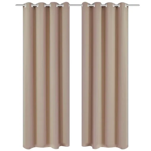Draperii opace cu ocheți metalici, 2 buc, 135 x 175 cm, crem