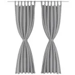 Draperii micro-satin cu bride 2 buc, 140 x 245 cm, gri