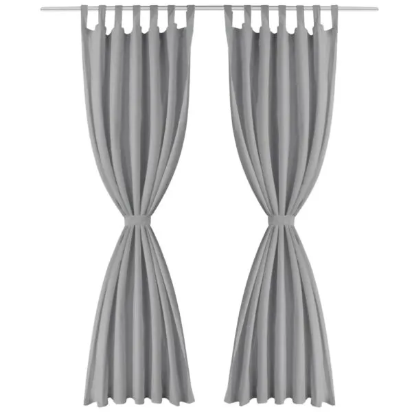 Draperii micro-satin cu bride 2 buc, 140 x 245 cm, gri