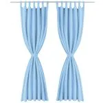 Draperii micro-satin cu bride, 2 buc, 140 x 225 cm, turcoaz