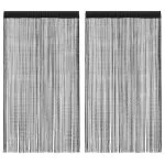Draperii cu franjuri, 2 buc., 100 x 250 cm, negru