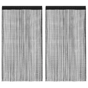 Draperii cu franjuri, 2 buc., 100 x 250 cm, negru