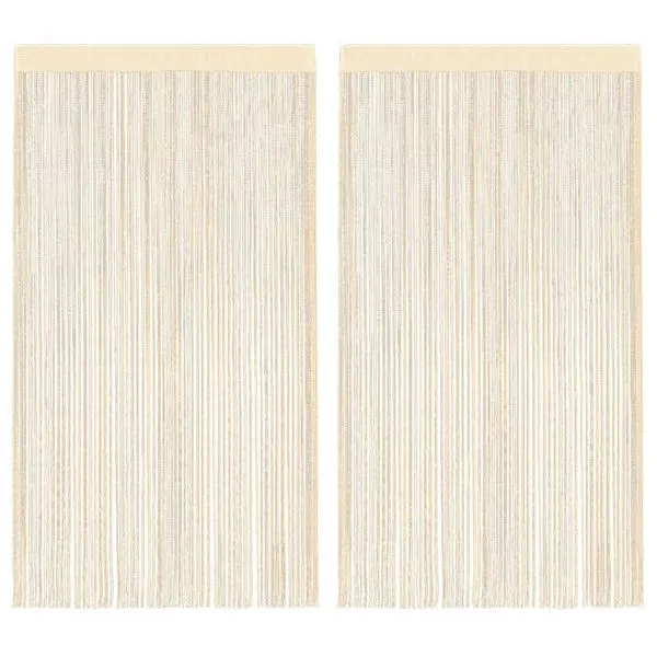 Draperii cu franjuri, 2 buc., 100 x 250 cm, crem