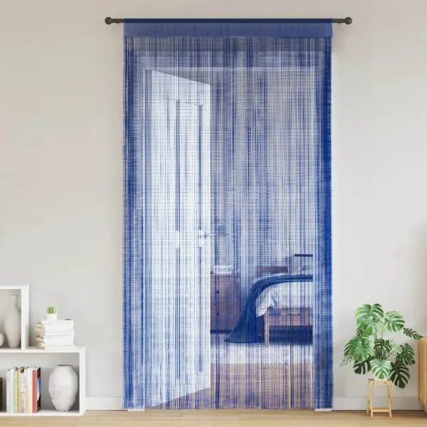 Draperii cu franjuri, 2 buc., 140 x 250 cm, albastru