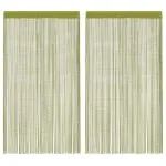 Draperii cu franjuri, 2 buc., 140 x 250 cm, verde
