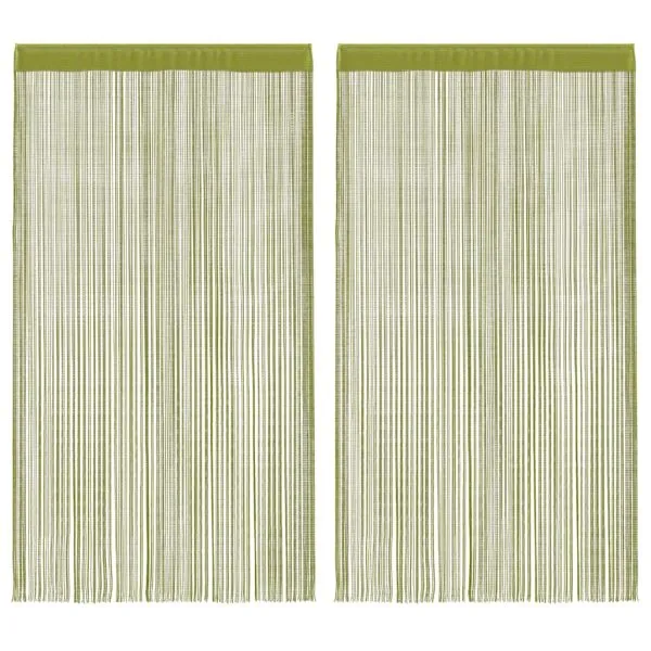 Draperii cu franjuri, 2 buc., 140 x 250 cm, verde