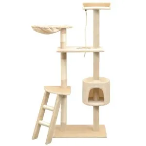 Ansamblu pentru pisici, stâlpi cu funie de sisal, 150 cm, bej