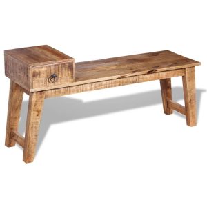 Bancă cu sertar lemn solid de mango, 120 x 36 x 60 cm