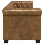 Canapea Chesterfield, 2 locuri, maro, piele ecologică