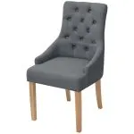 Scaune de bucătărie, 2 buc., gri închis, material textil