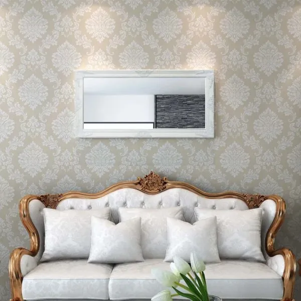 Oglindă de perete în stil baroc, 120 x 60 cm, alb