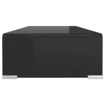 Stand TV/Suport monitor, sticlă, 70x30x13 cm, negru