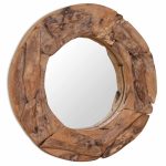Oglindă decorativă Lemn de tec 60 cm Rotundă
